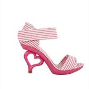 SHOW STORY Pink White Stripe D'Orsay Open Toe Heels size 6